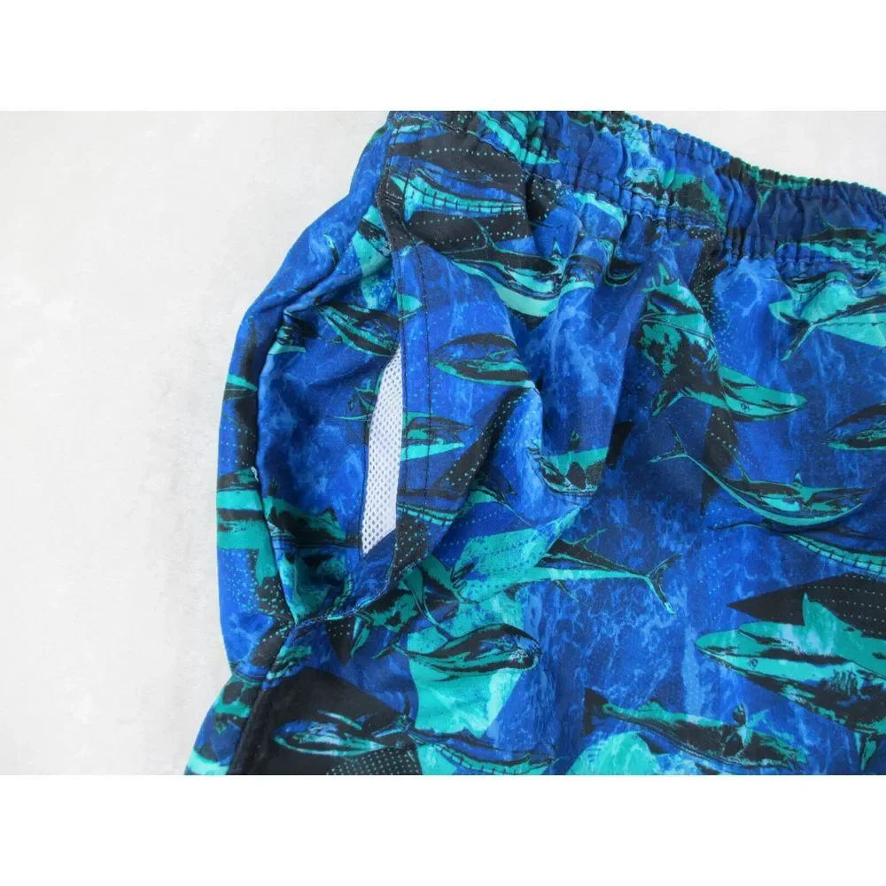 Reel Legends Swim Trunks Mens 2XL XXL Blue Board Shorts Bathing Suit‎ Sharks